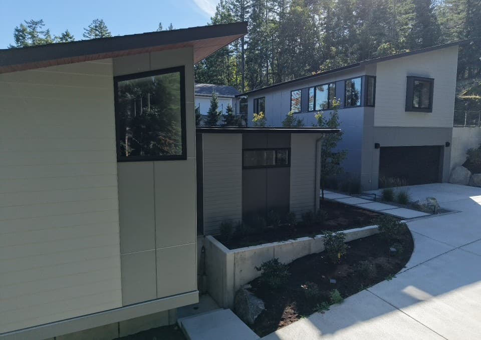 Modern multi-building Hardie complex with landscaping