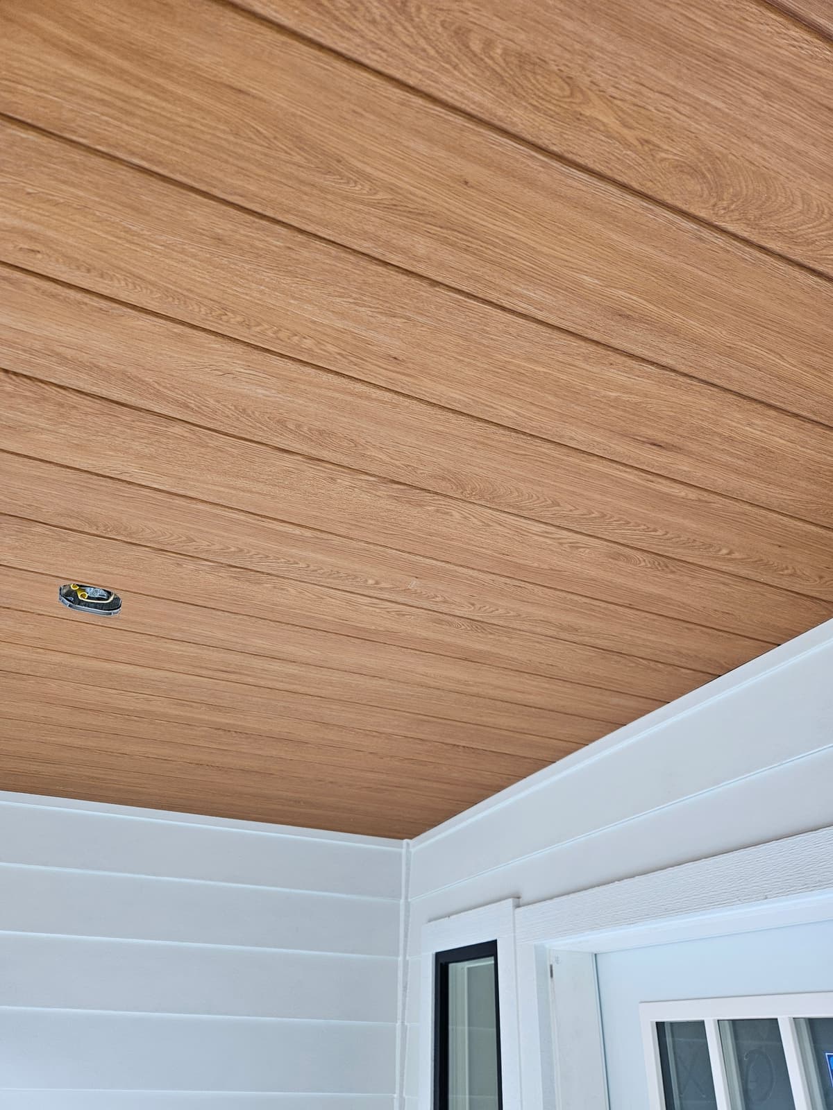 Natural wood board and batten siding detail